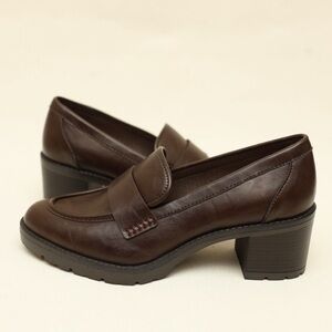 Lauren Blakwell NWOT Chocolate Brown Loafers with Chunky Heel Academia Style 8.5